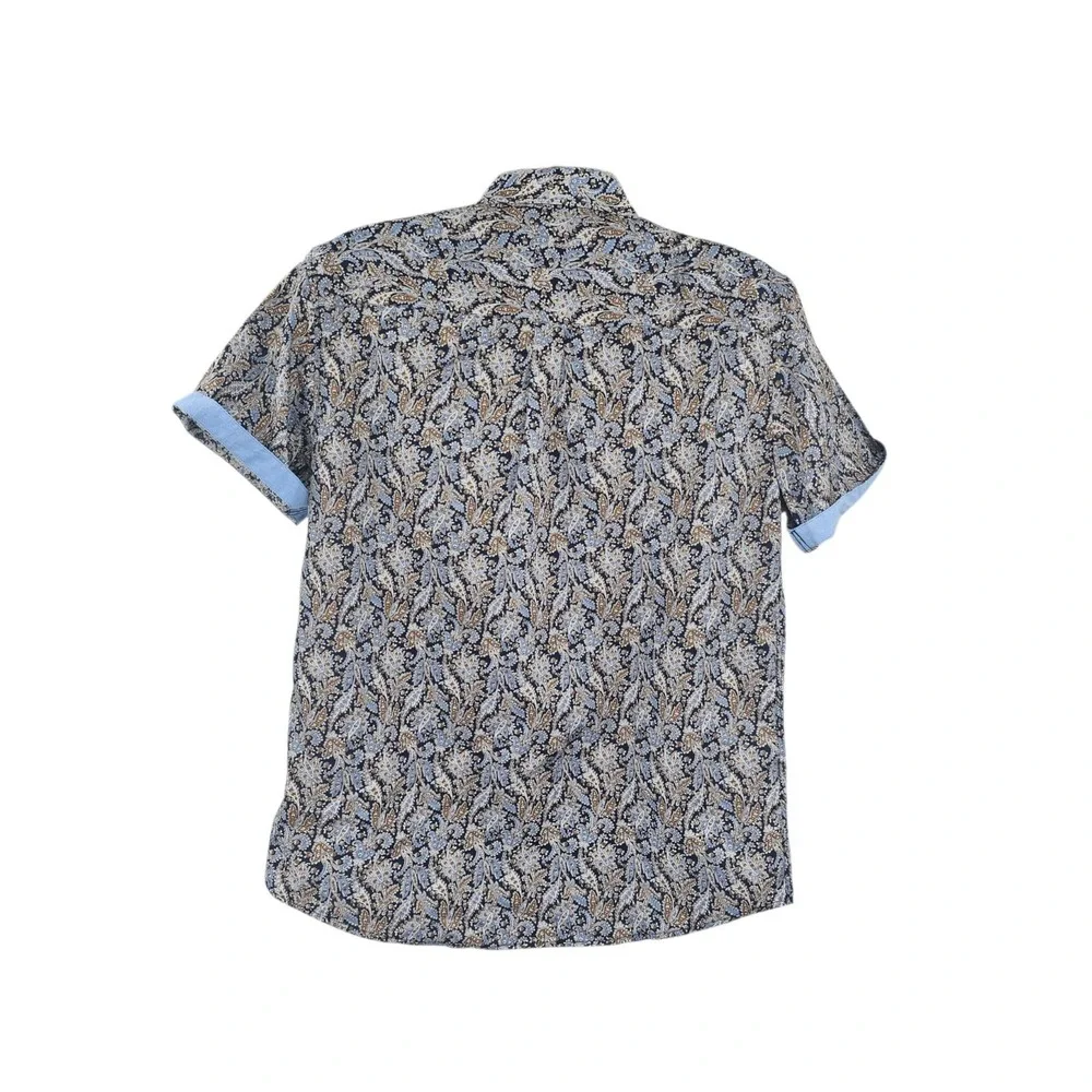 NWT Rue Saint Patrick Paisley Short Sleeve‎ Shirt, Size Large Button-Down